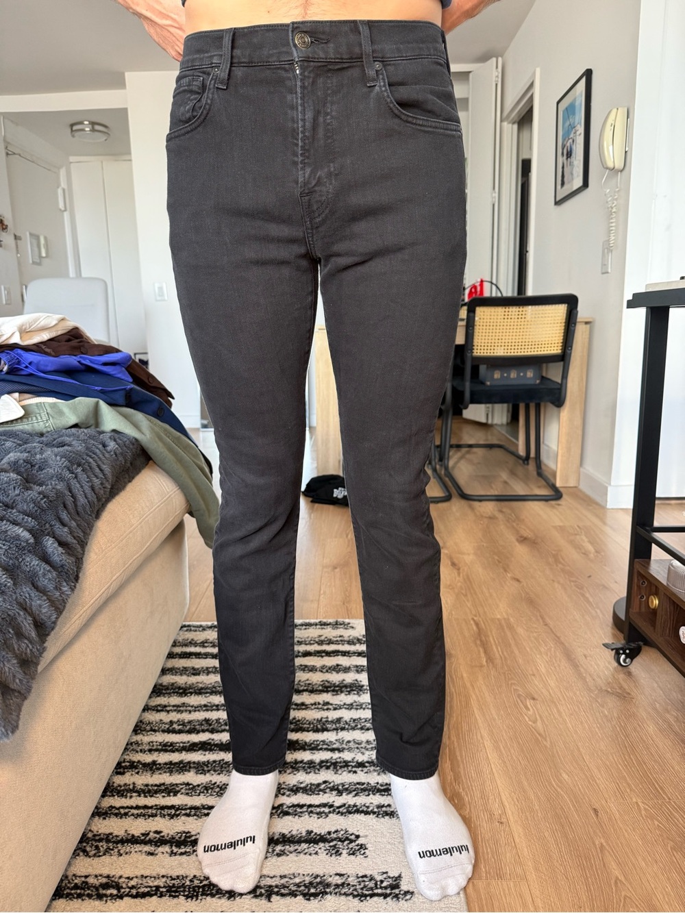 7 For All Mankind Adrien Slim Black Jeans - Classic Stretch Denim